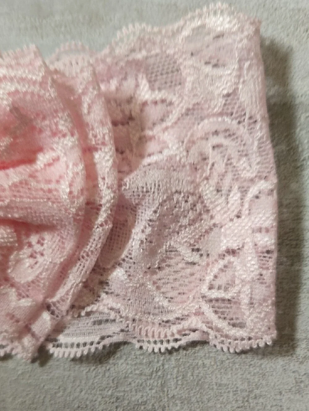 Baby Girl Light Pink Lace Stretch Bow Headband Floral Toddler Hairband Accessory